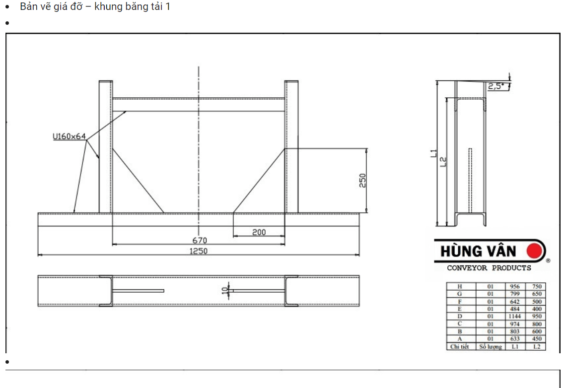 Tài liệu về bản vẽ khung băng tải và cấu tạo khung băng tải