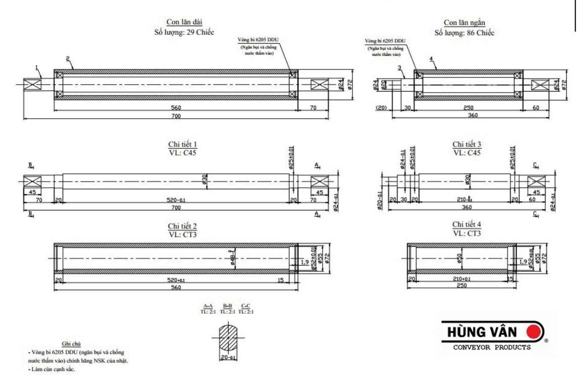 Tài liệu về bản vẽ khung băng tải và cấu tạo khung băng tải