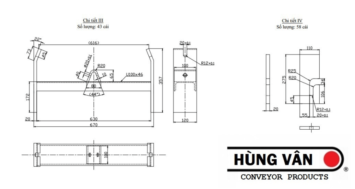 Tài liệu về bản vẽ khung băng tải và cấu tạo khung băng tải