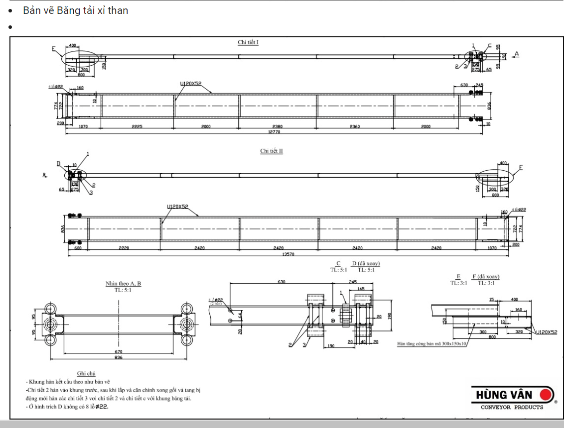 Tài liệu về bản vẽ khung băng tải và cấu tạo khung băng tải