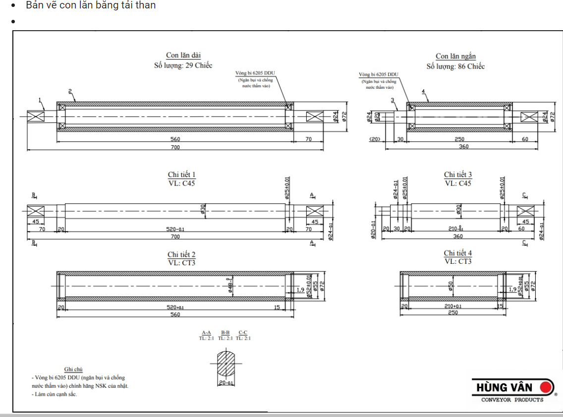 Tài liệu về bản vẽ khung băng tải và cấu tạo khung băng tải