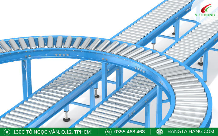 băng tải con lăn cong chuyển hướng