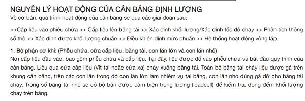 Tài Liệu Về Cấu Tạo Cân Băng Tải Và Nguyên Lý Hoạt Động Cân Bằng Định Lượng