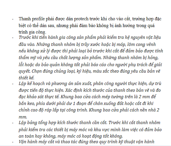 Tài Liệu Quy Trình Sản Xuất Nhôm Định Hình Tại Xưởng