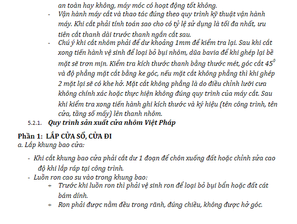 Tài Liệu Quy Trình Sản Xuất Nhôm Định Hình Tại Xưởng