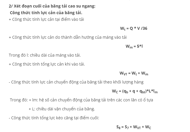 Tài Liệu Công Thức Tính Các Thông Số Của Con Lăn Và Dây Băng Tải Cao Su Ngang