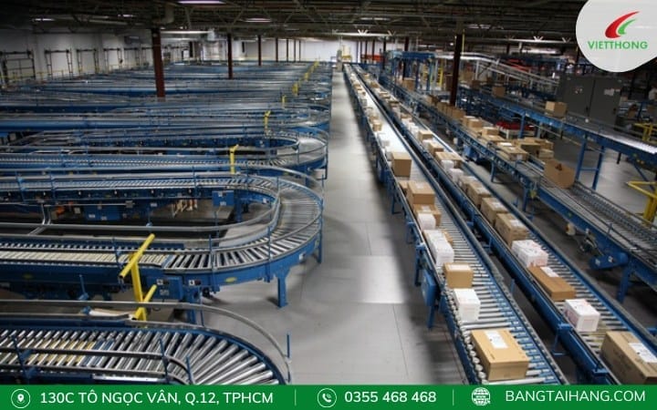 Dây chuyền phân loại và vận chuyển bưu kiện tự động