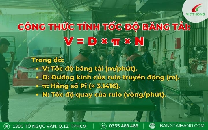Công thức tính vận tốc băng tải